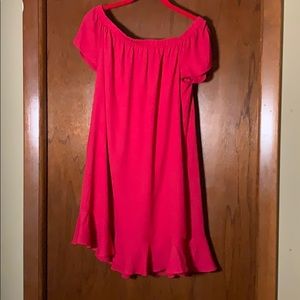 Hot Pink Off the Shoulder Mini Dress
